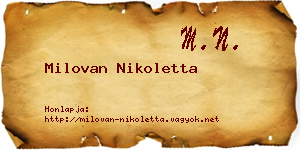 Milovan Nikoletta névjegykártya